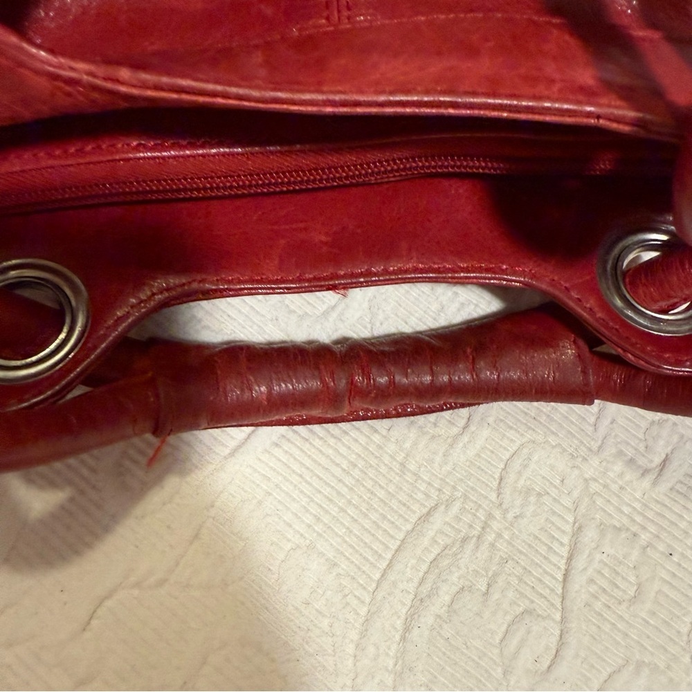 Gently Used LATICO Red Leather Handbag - Picture 2 of 7